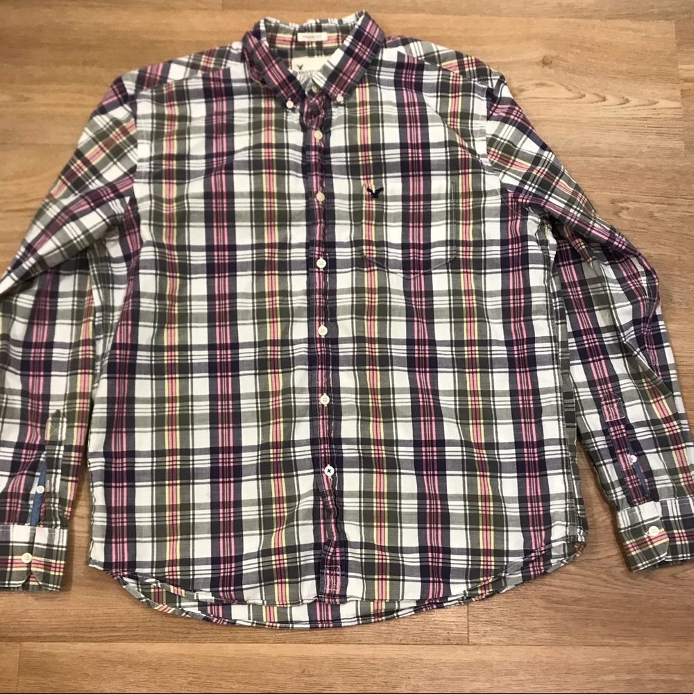 American Eagle Athletic Fit Plaid Shirt